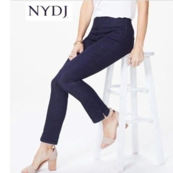 NYDJ Alina Pull On Skinny Ankle Jeans Stretch Dark Blue 4 - Picture 1 of 13